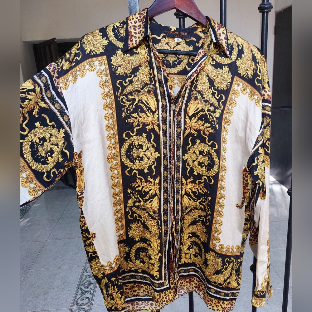 Vintage Ceme De Silk Baroque Print Shirt